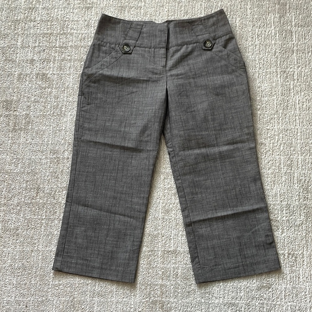 IZ OVER CALIFORNIA Twill Capri Dress Pants, Light Brown Capri, Cropped, 3